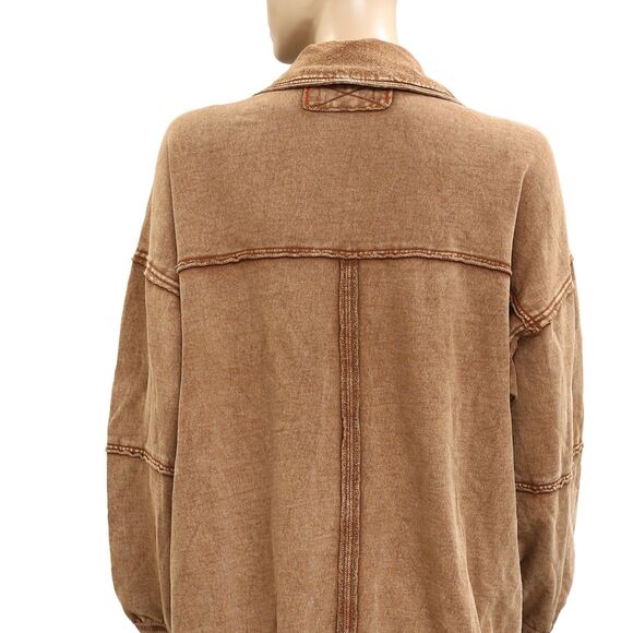 Free People We The Free Gauge Cardi Jacket Top Ribbed Cotton Oversized XL 280524 - Picture 7 of 8